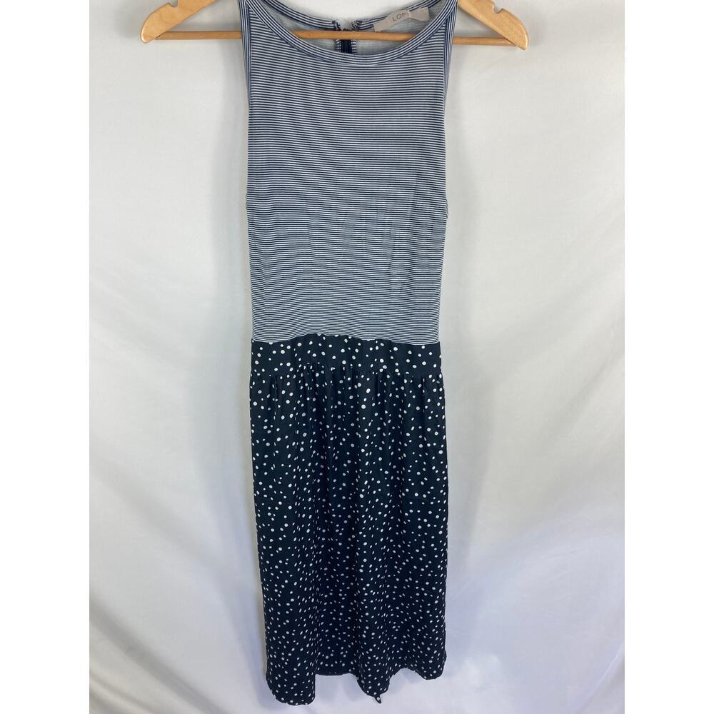 Ann Taylor LOFT Stripe Top Polka Dot Bottom Sleeveless Dress Size 12